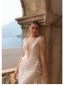 Long Sleeves Beaded Lace Tulle Luxury Wedding Dress